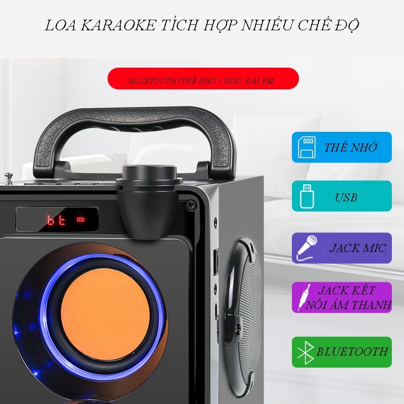 Loa karaoke bluetooth, Loa Bluetooth RS A20  Âm Thanh 3D Công Suất 12W, Âm thanh cực hay hát cực đỉnh