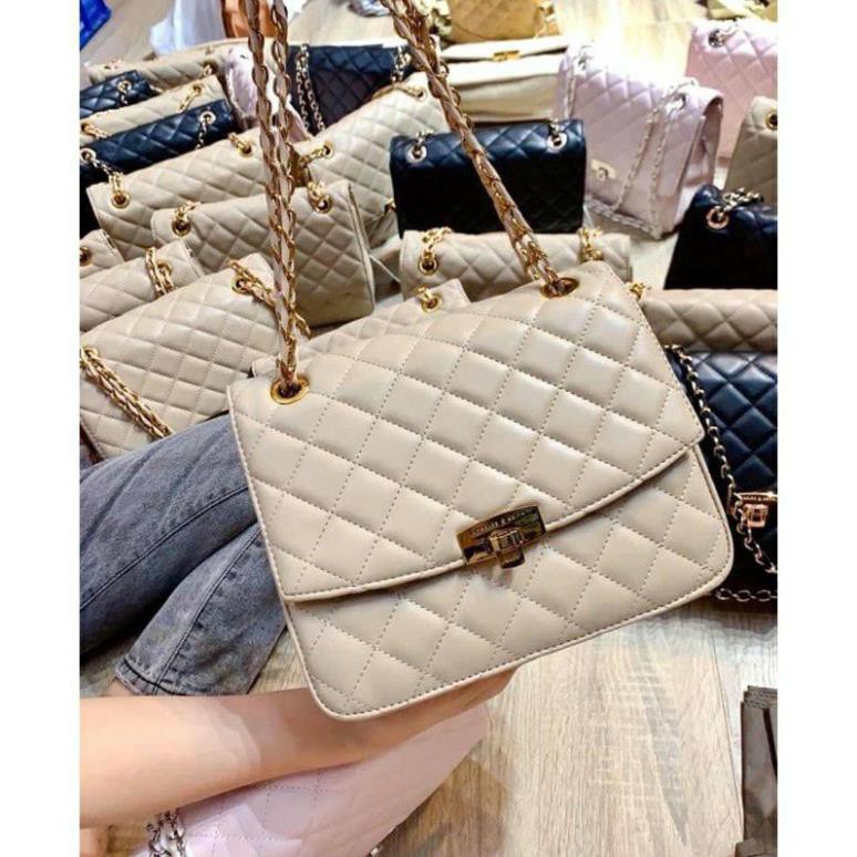 👛ẢNH SHOP CHỤP👛 Túi Đeo Chéo Nữ FREESHIP 💖 Túi Xách Nữ Viền Trám Size 24 có Màu Đen và Nude