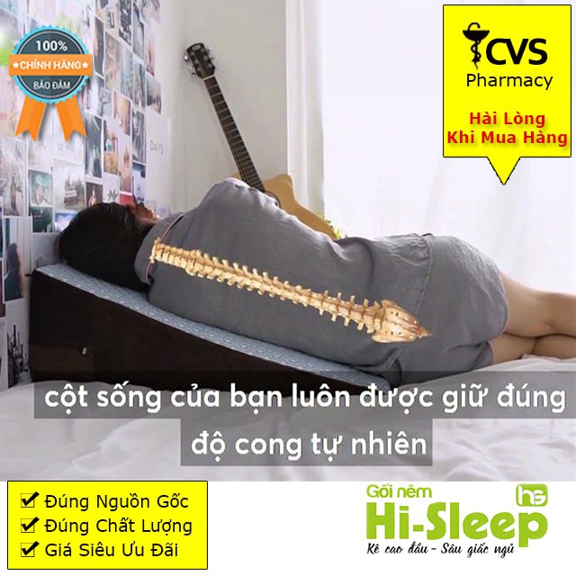 Gối Nêm HI-SLEEP (Hàng Chính Hãng) - Chống Trào Ngược Dạ Dày Cho Người Lớn