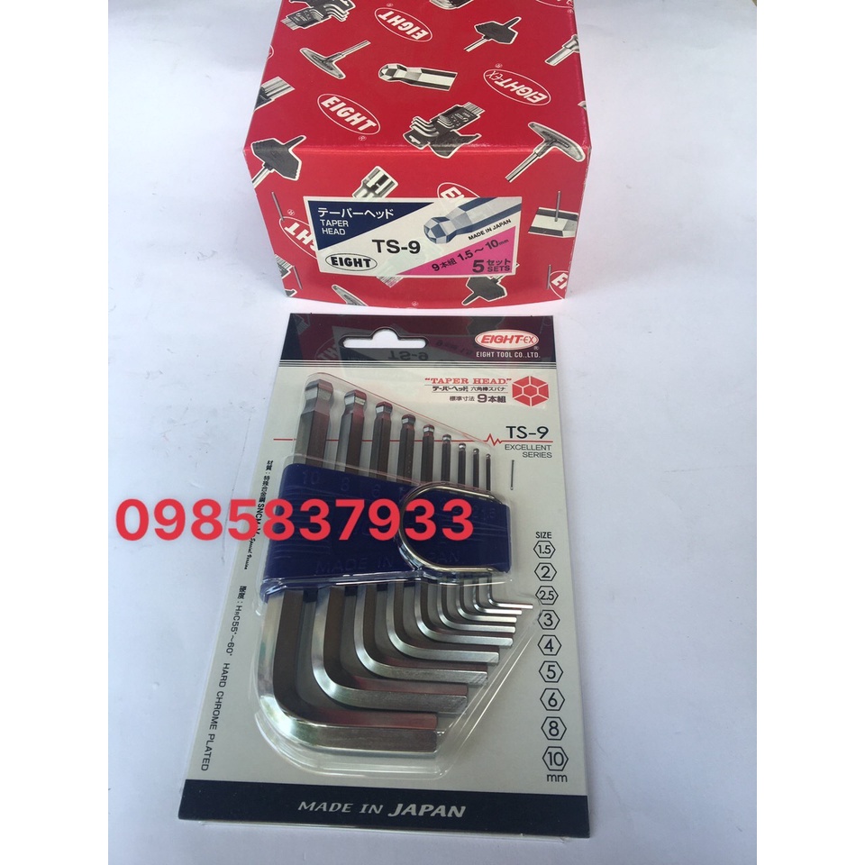 Bộ lục giác ngắn đầu bi 9 chiếc TS-9 Eight Nhật vặn ốc chìm tuổi thọ cao tại Máy cầm tay NTT