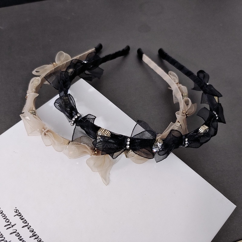 Băng Đô Nơ Đính Đá Phong Cách Pháp Xinh Xắn Cho Nữ