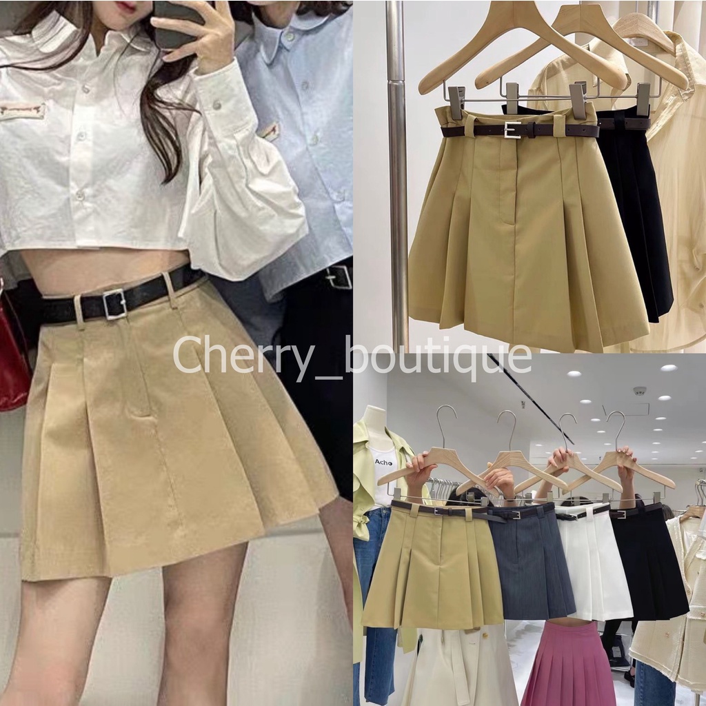 Chân Váy Chữ A Lưng Cao Xếp Ly Thời Trang Mùa Hè Xinh Xắn Cho Nữ