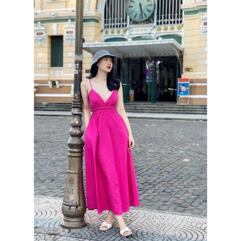 Đầm maxi dài 2 dây có tăng đơ điểu chỉnh có mút hottrend