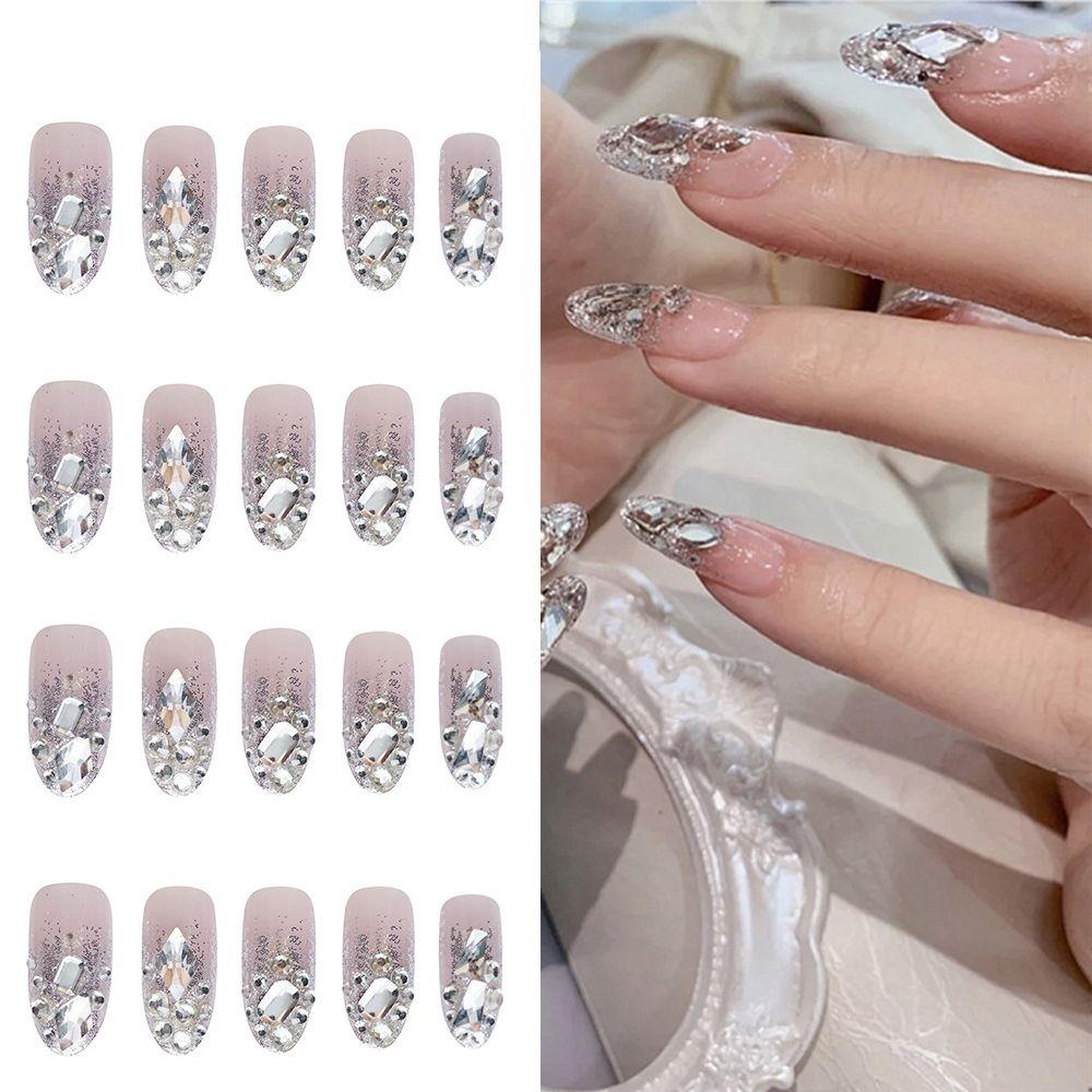 EUCA Set 24 Móng Tay Giả Kim Tuyến Lấp Lánh Cho Múa Ba Lê