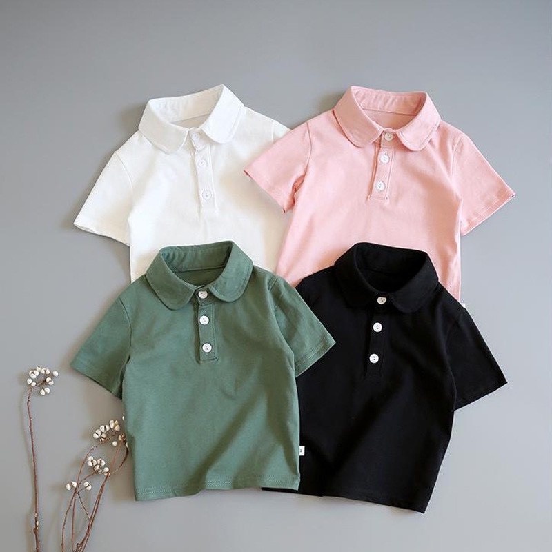Áo polo cổ bẻ nẹp cúc trắng chất cotton cực đẹp cho bé trai gái