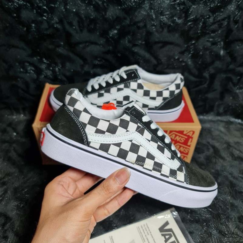 Giày Vans Caro Nam Nữ Đen Trắng Old Skool Checkerboard Black White