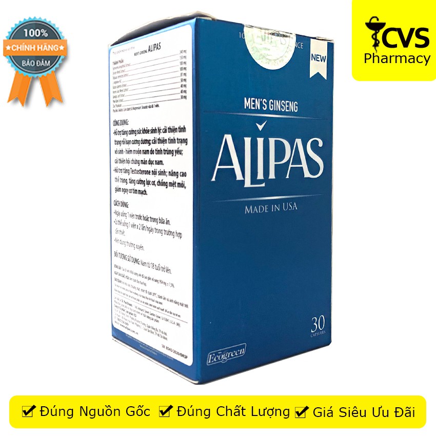 Sâm Alipas  mới 30 viên - giúp tăng cường sinh lý - CVSpharmacy