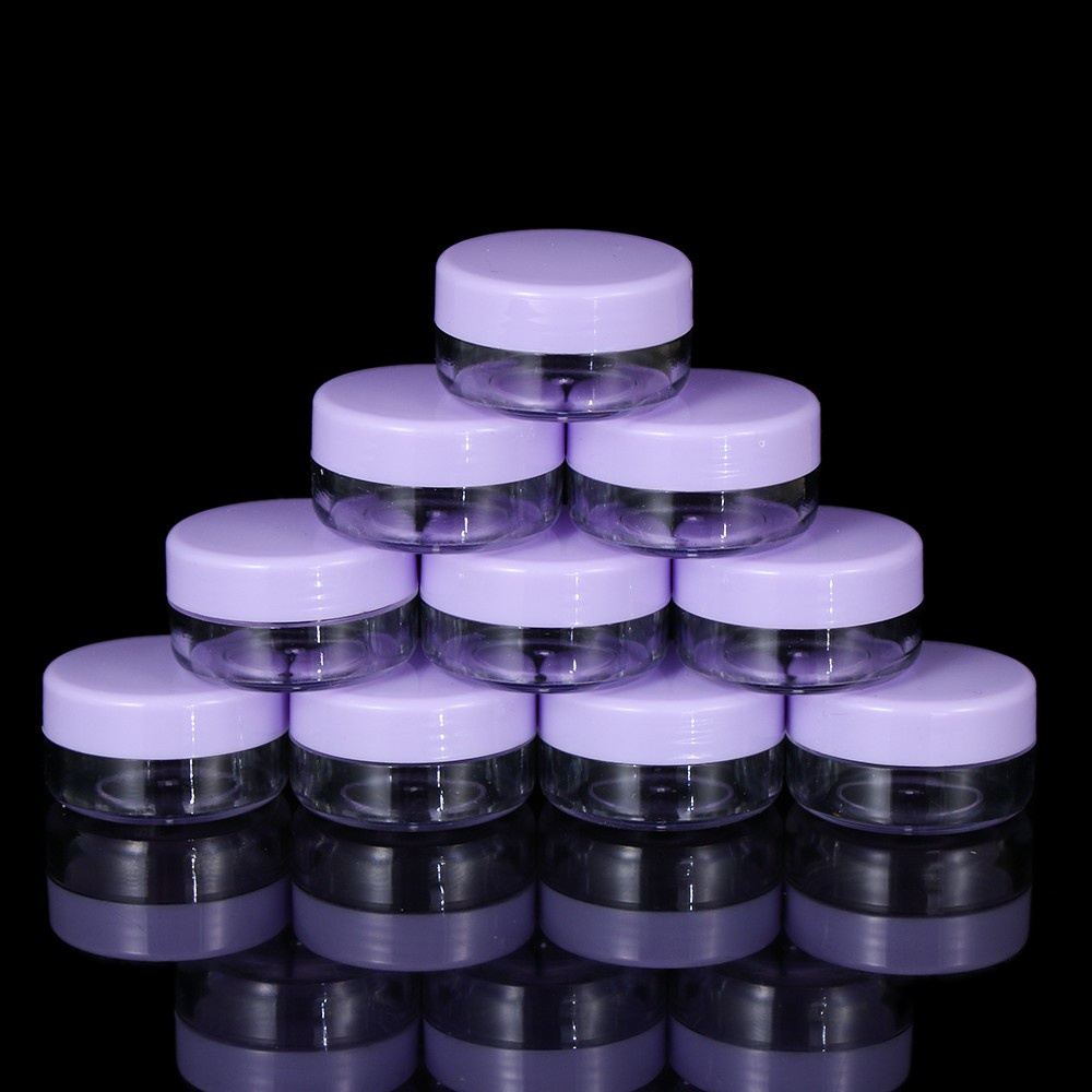 MIHAN1 10PCS/Set Plastic Empty Jar Box Travel Round Bottle Face Cream Jars Bead Storage Pot Refillable Bottles Transparent Mini Box Makeup Accessary Cosmetics Eyeshadow Container/Multicolor