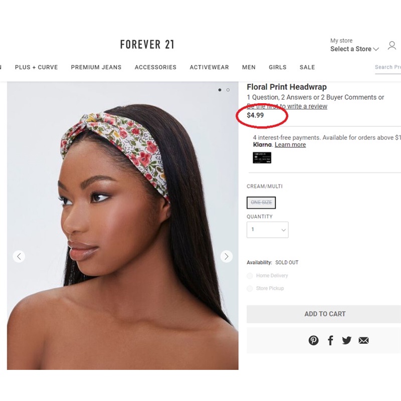 Turban F21 dư xịn, băng đô hoa nhiều màu mix mẫu