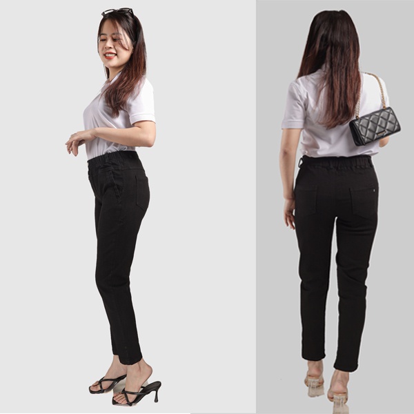 quần bò nữ baggy cạp chun co giãn đủ size 40-85kg v193