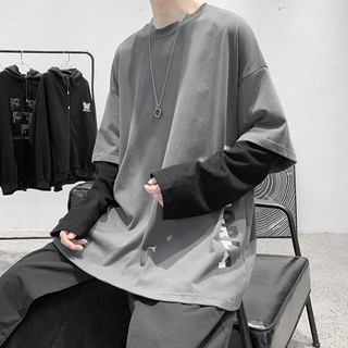 Áo thun tay dài giả hai lớp phong cách Hàn Quốc trẻ trung thời trang cho nam