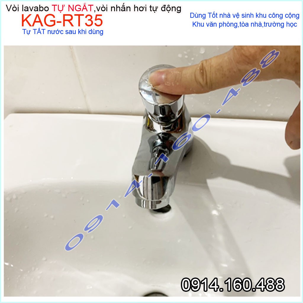 Vòi lavabo tự ngắt nước KAG-RT35, Vòi bán tự động- ấn tay tự động tắt nước tiêt kiệm nước tốt sử dụng tốt
