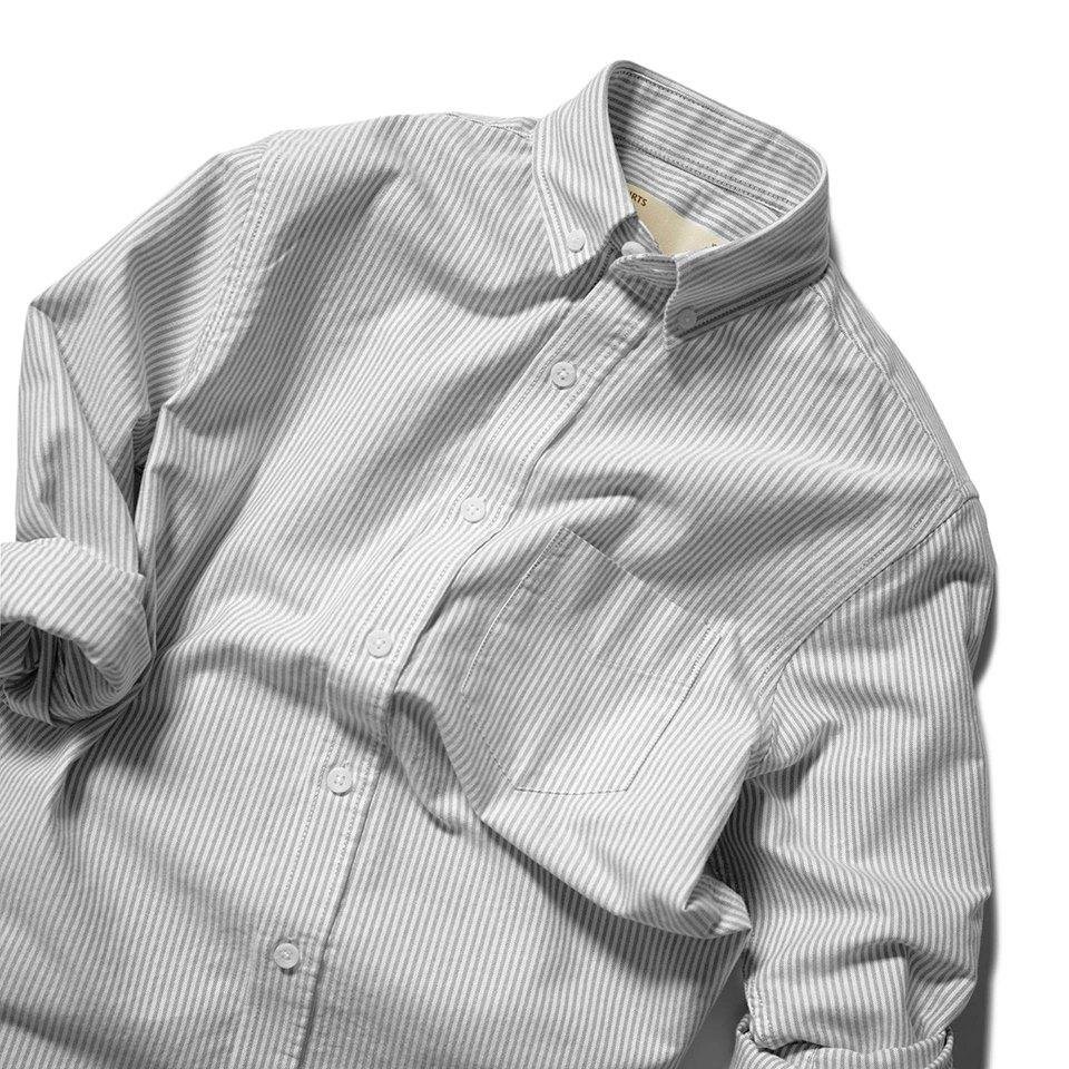 Áo so mi nam DOUBLE'D màu xám kẻ sọc SL2NAU00 | BigBuy360 - bigbuy360.vn