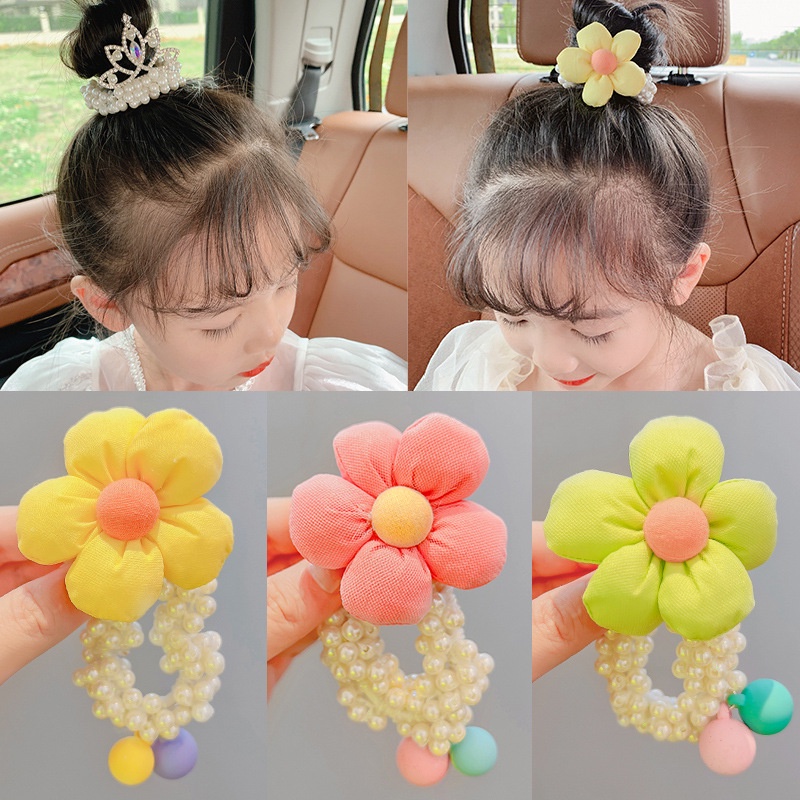 Dây Cột Tóc Hình Vương Miện Đính Ngọc Trai Thời Trang Hàn Quốc Cho Nữ