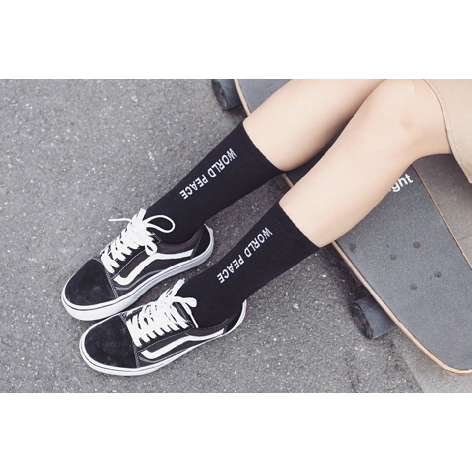 Tất vớ cổ cao dài World Peace thời trang unisex nam nữ thể thao cao cấp