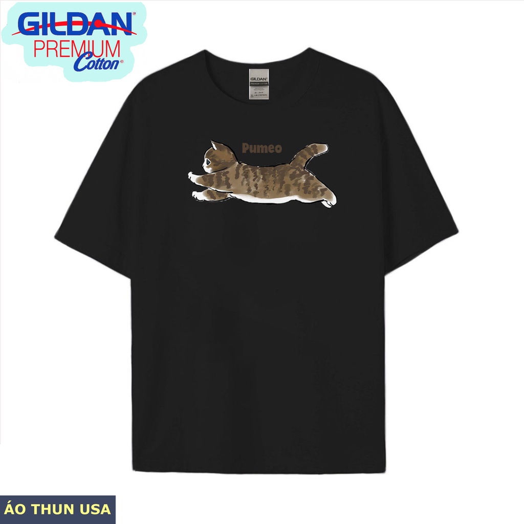 Áo Thun US Cotton 100% Nam Nữ In Hình MÈO PUMAO KTS FULLHD Thời Trang Trẻ Trung