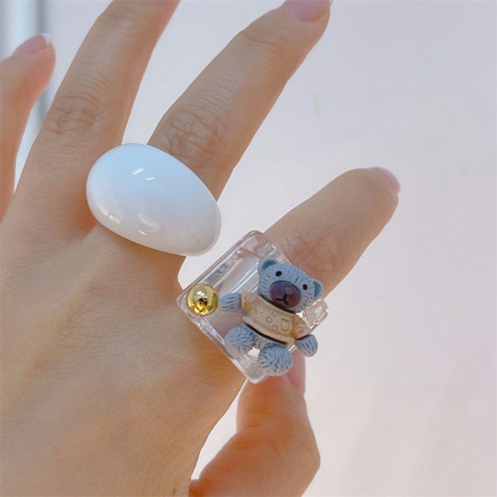 Nhẫn Resin Phong Cách Mới Năm 2021|Chuỗi Hạt Kim Loại Nhiều Màu Sắc|Phụ Kiện Thời Trang Dễ Thương Bắt Mắt
