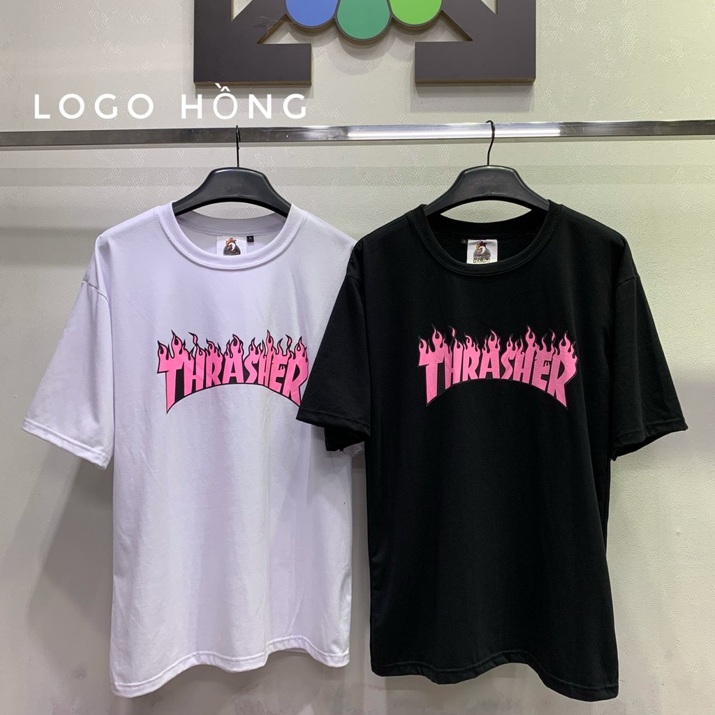 Áo thun Thrasher logo Hoa màu Áo thun tay lỡ Nam nữ KUN SHOP
