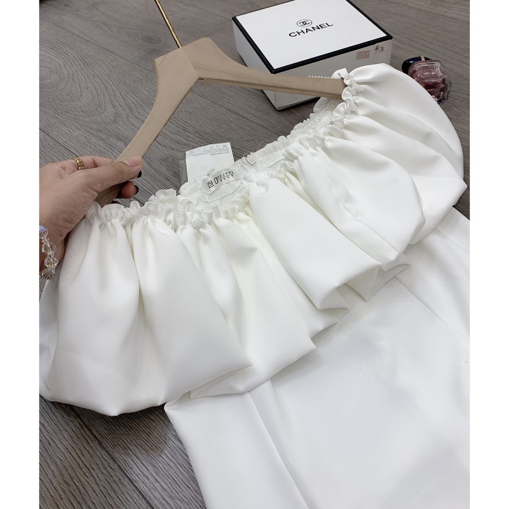 Đầm dự tiệc trắng trễ vai bồng cao cấp 💖 Váy trắng dự tiệc mùa hè cực đẹp 💖 Freesize <60kg | BigBuy360 - bigbuy360.vn