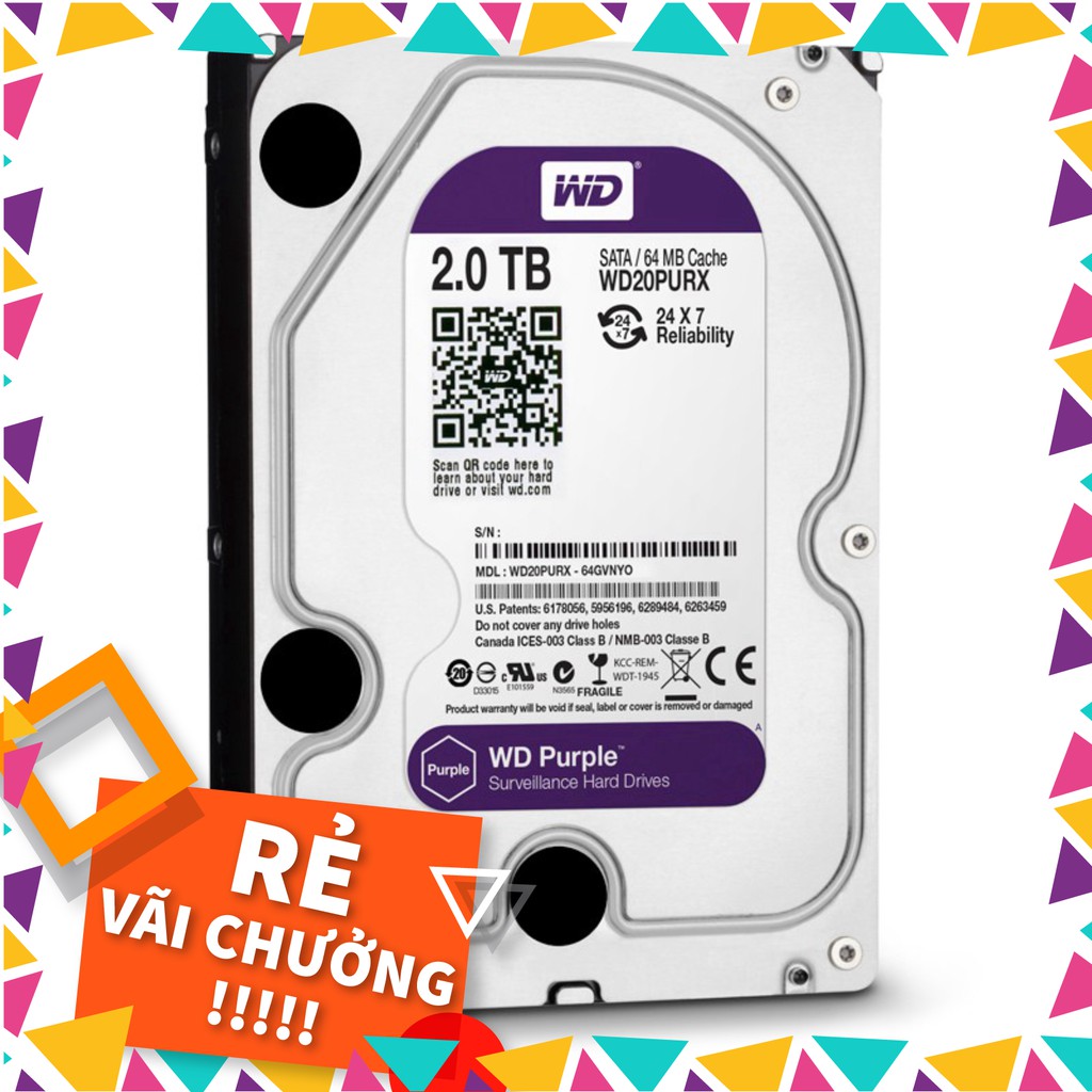 Ổ cứng chuyên dụng Camera 2TB WD PURPLE - Hãng chính hãng - Bảo hành 36 tháng - C