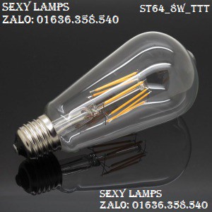 (ST64_8W_TTT) BÓNG LED EDISON THỦY TINH  ST64 8W THỦY TINH TRẮNG