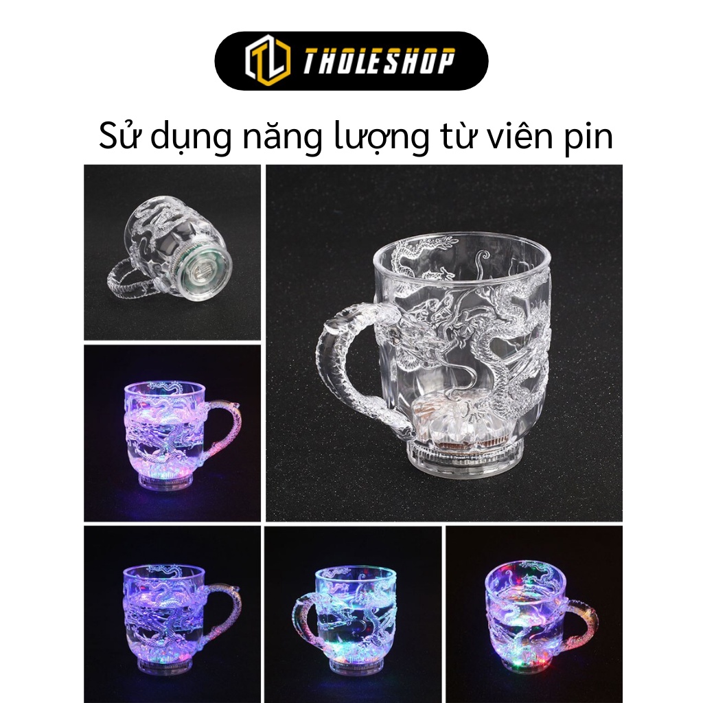 Ly Phát Sáng - Ly Nước Đèn Led 7 Màu Hình Rồng Có Tay Cầm Độc Lạ 4638