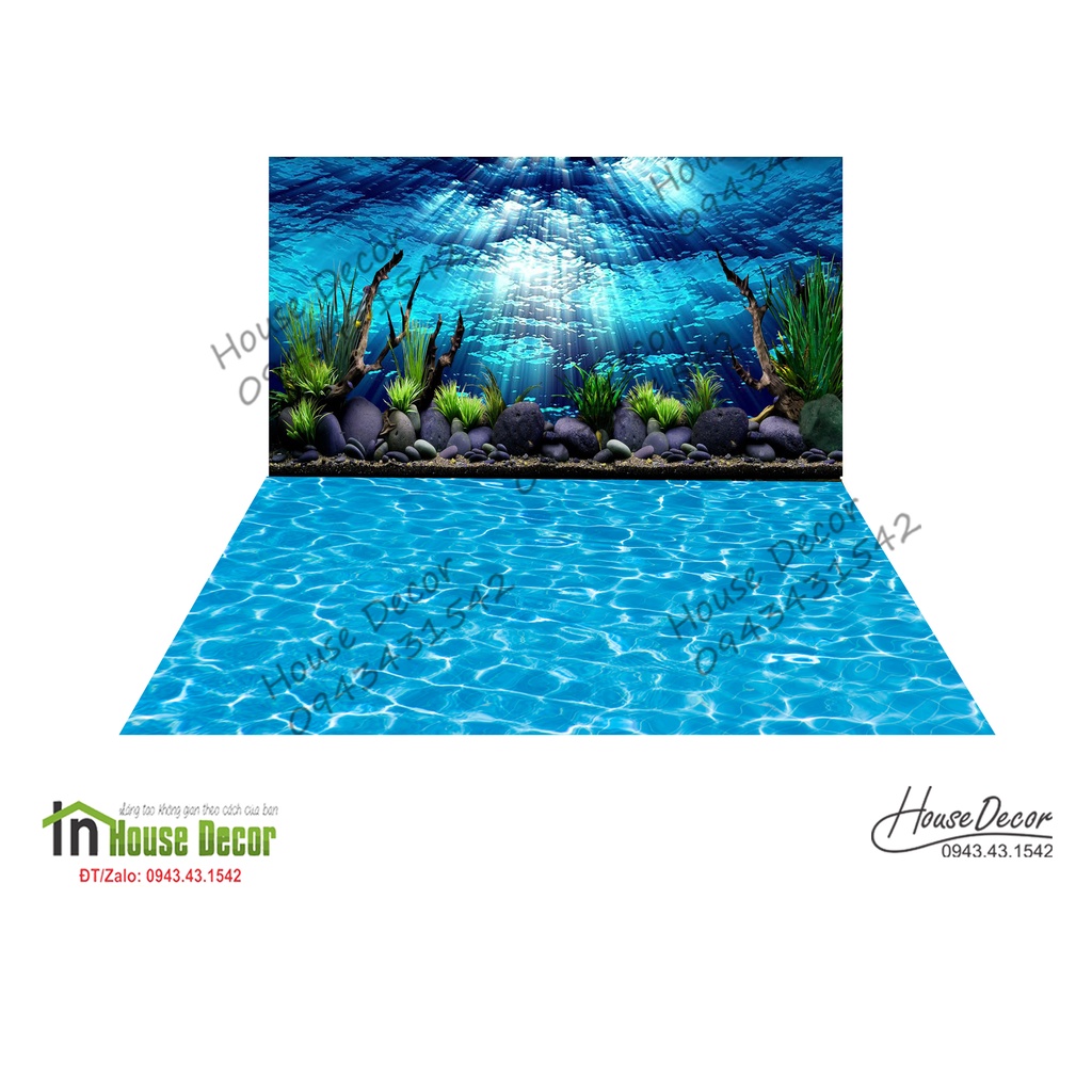 Tranh 3D dán hồ cá, bể thủy sinh mẫu siêu đẹp, tranh có keo sẵn trên bề mặt, có thể in theo kích thước yêu cầu 034