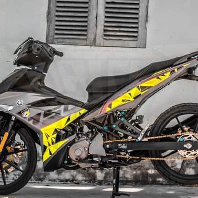 Tem rời exciter 150 y15zr màu vàng chanh chất liệu keo in mccal màng bóng.