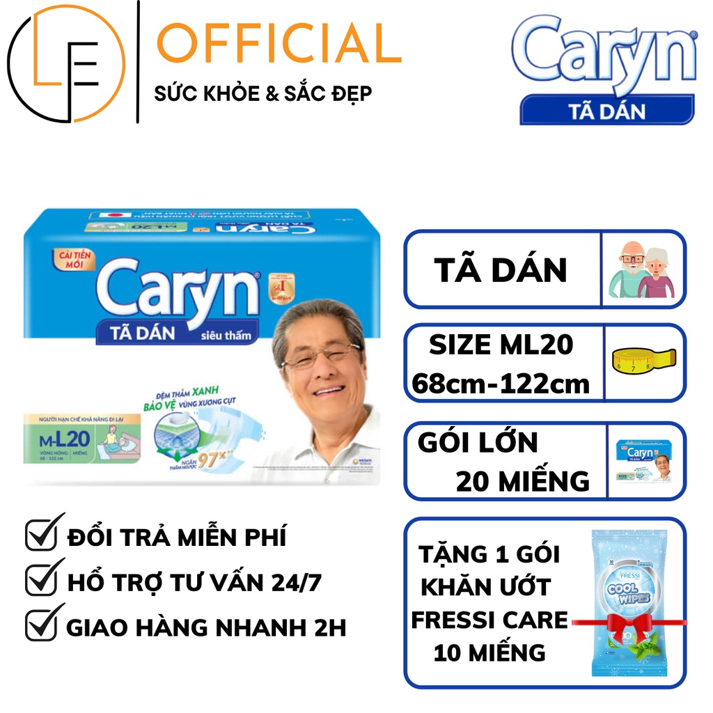 Tã Dán Caryn Người Già Siêu Thấm ML20 MẪU MỚI 2022