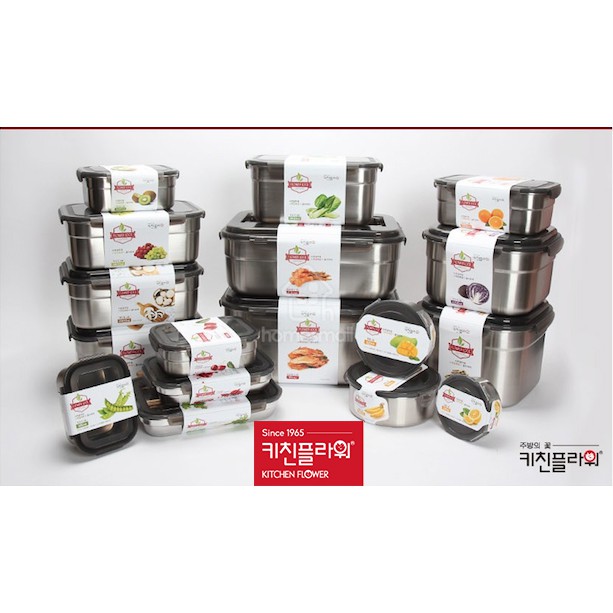 Hộp đựng thực phẩm inox 304 KITCHEN FLOWER/dung tích 1.7 lít/sản xuất Hàn Quốc/Hàng nhập khẩu chính hãng.