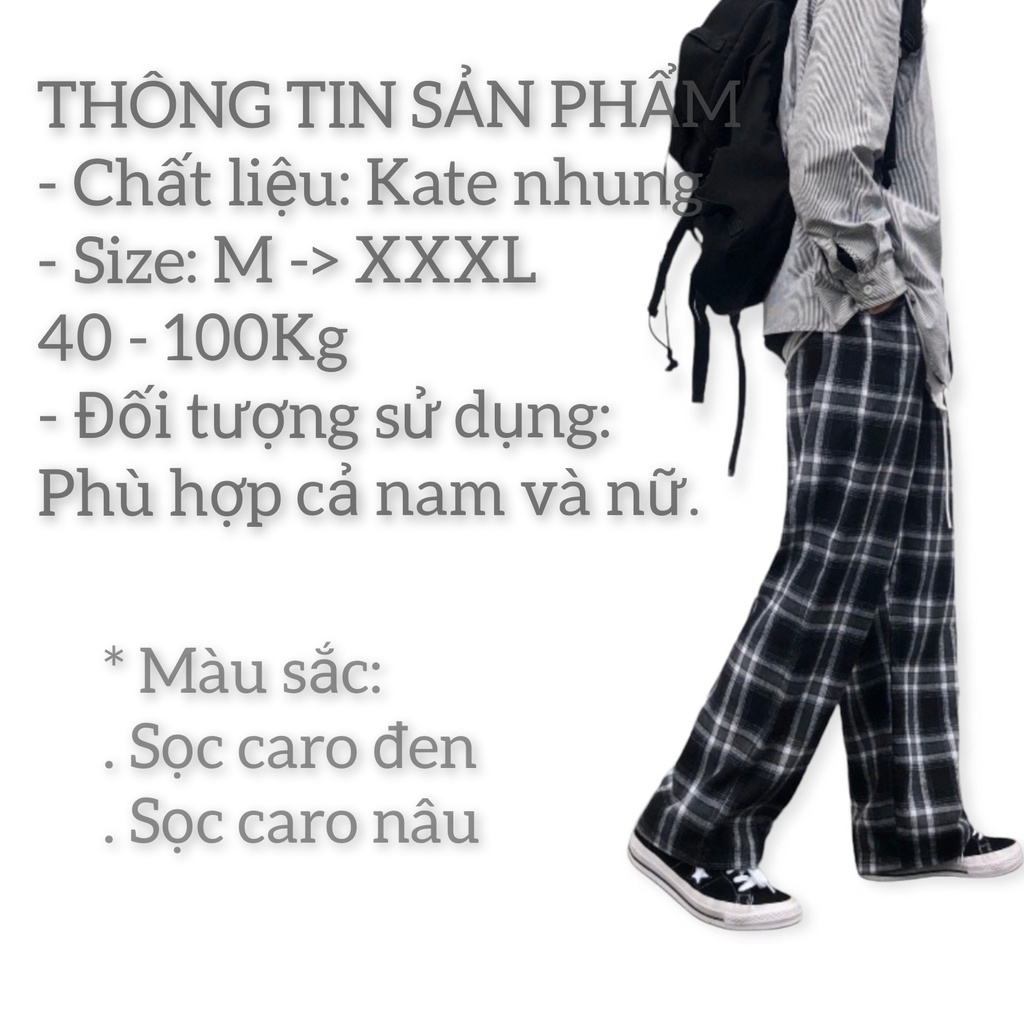 Quần kẻ sọc CA RÔ Nam Nữ BIGSIZE 38-100kg thời trang Unisex