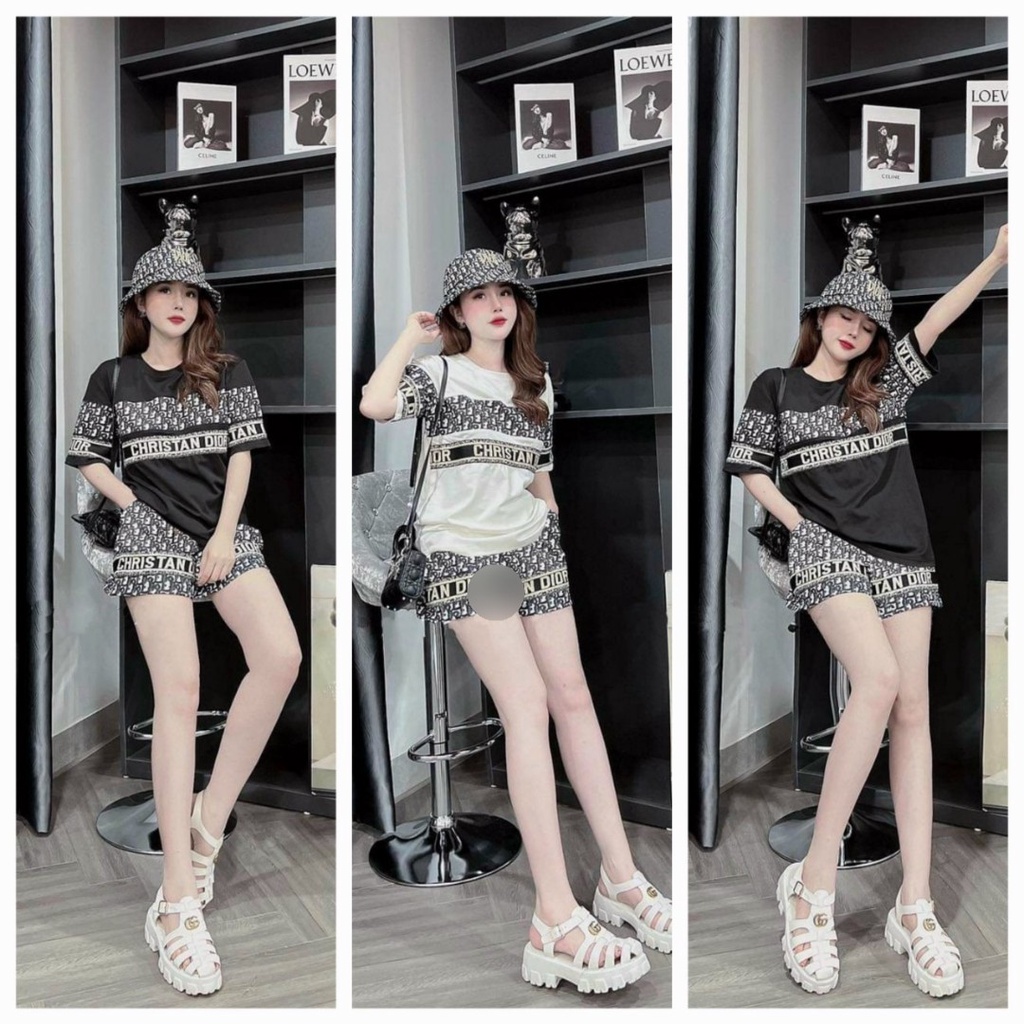 Set Bộ Thời Trang Form Rộng Phối Họa Tiết Chữ Chất Thun Cotton Phối Lạnh 3D Co Giãn Đẹp, Mềm, Mịn, Mát