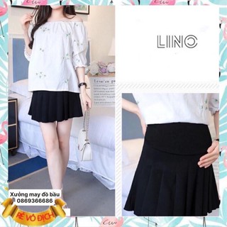 Chân váy bầu xếp ly hàng loại 1☘️Chất umi siêu đẹp, mát, mềm, mịn và ko xổ lông☘️size M, L (43~70kg)