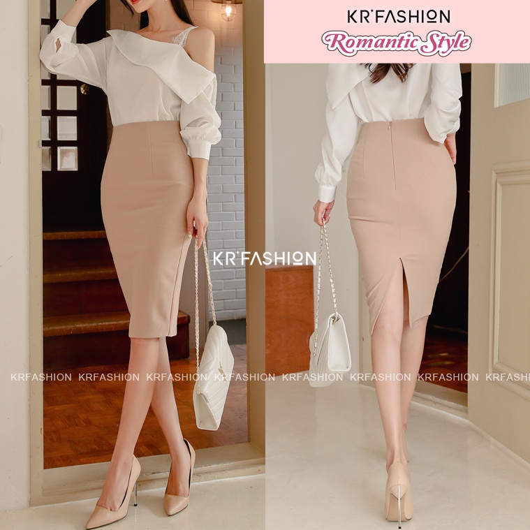 Chân váy bút chì công sở dáng dài eo cao, xẻ V sau - SK230 KRfashion Vải Co Dãn tốt váy cao cấp công sở, dự tiệc