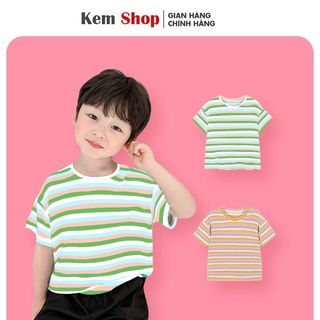 Áo thun kẻ unisex bé trai bé gái, áo phông chất cotton cho trẻ em từ 10 đến 22Kg- Kem Shop