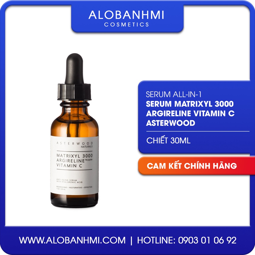 Serum chống lão hóa sáng da Asterwood Naturals Matrixyl 3000 + Argireline + Vitamin C (share 30ml)