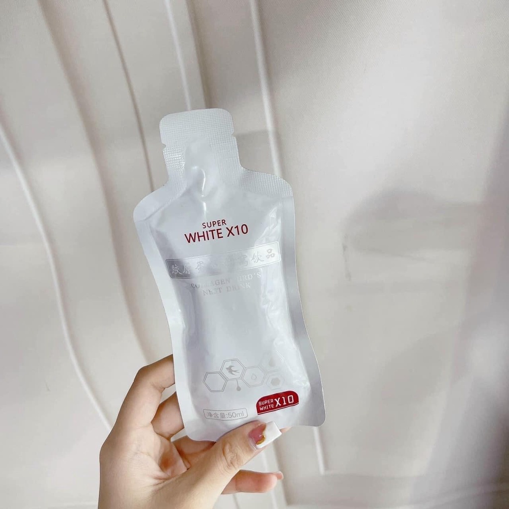 Nước Uống Collagen Yến Super White X10 Nước Uống Bổ Sung Collagen Làm Đẹp Da Dạng Túi