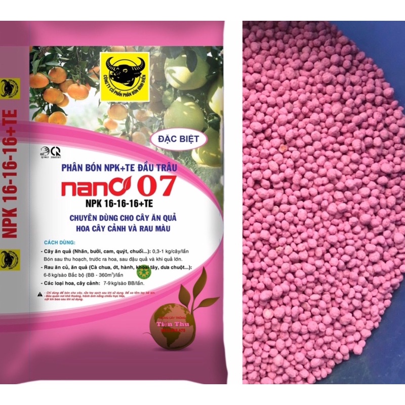 PHÂN BÓN NPK 16-16-16+TE ĐẦU TRÂU 1kg