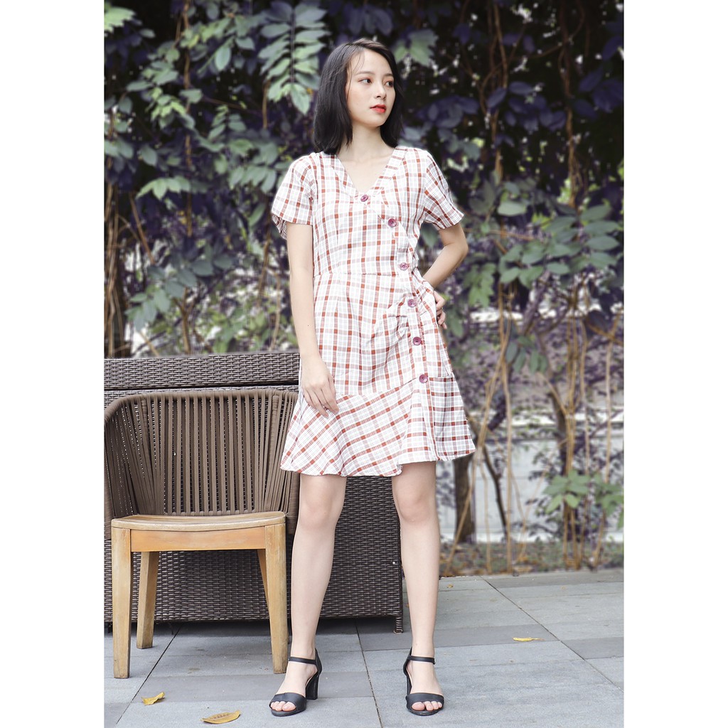 [Mã SKAMSALEP6 giảm 10% tối đa 100K đơn 150K] Đầm váy caro nữ thắt eo moD004 | BigBuy360 - bigbuy360.vn