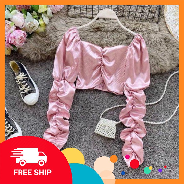 🌸 1123A11B1 Áo kiểu nữ tay dài phi bóng cực sang và gợi cảm 🌸