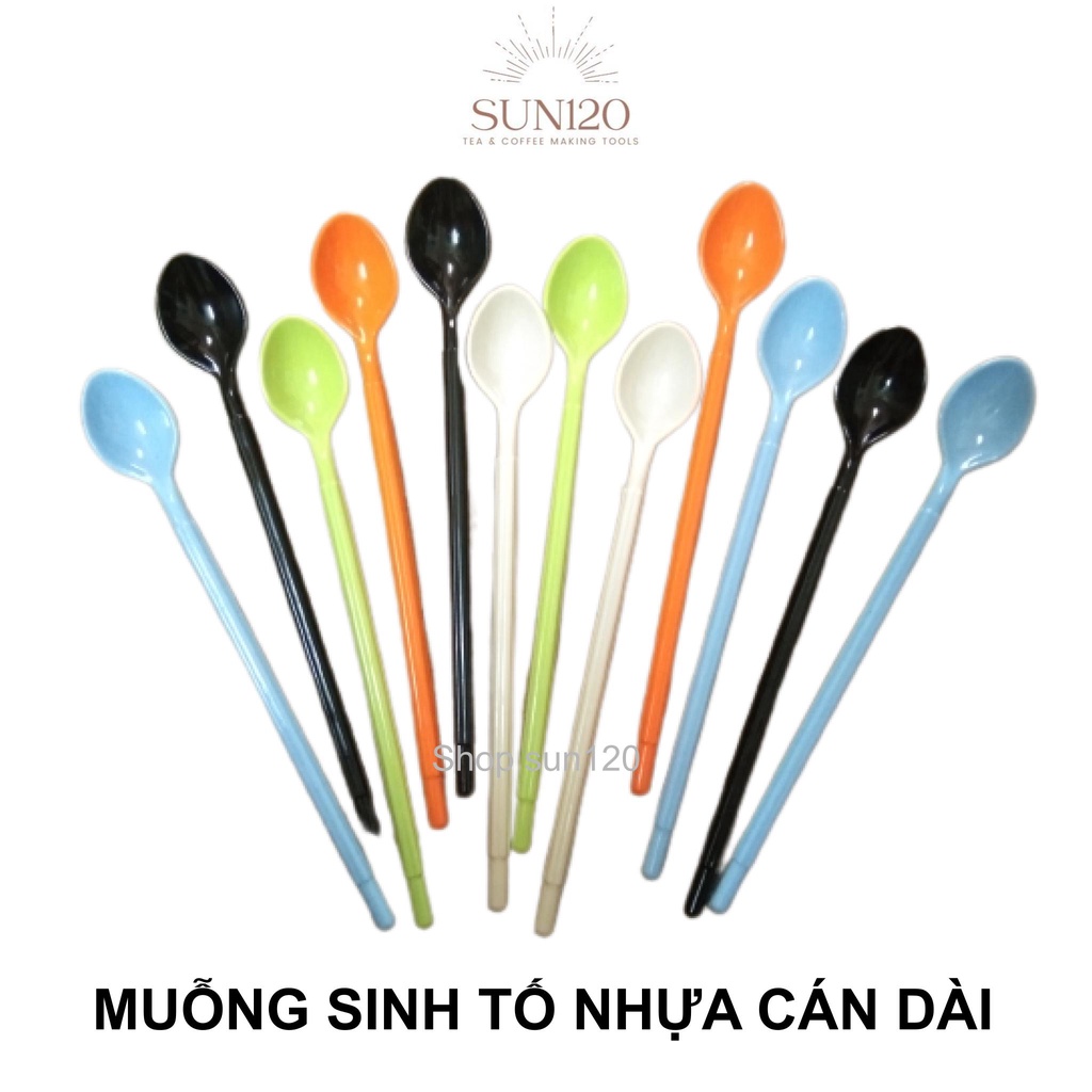 Thìa Sinh Tố Nhựa Màu (1 Cái) | Muỗng Sinh Tố Nhựa Cán Dài Tnst20
