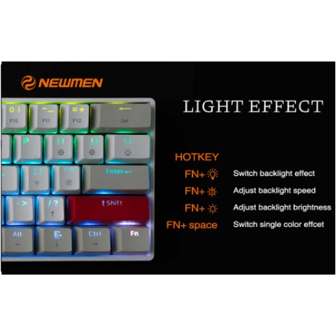 Bàn phím cơ không dây Gaming Newmen black Switch GM610- Hàng chính hãng