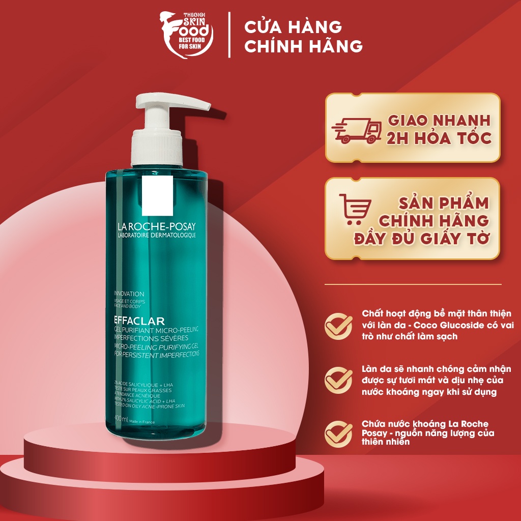 Gel Rửa Mặt Và Tắm La Roche-Posay Effaclar Micro-Peeling Purifying Gel 400ml
