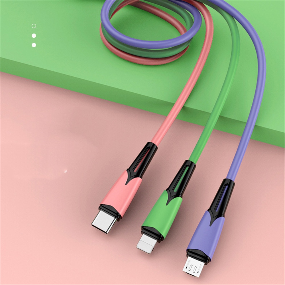 AUGUSTINA Durable Phone Charging 3 In 1 Fast Charging Wire Fast Charging Cable For iPhone12 XS X XR Portable USB To Type-C/Micro Male to Male IOS Plug 3A Type-c Cables