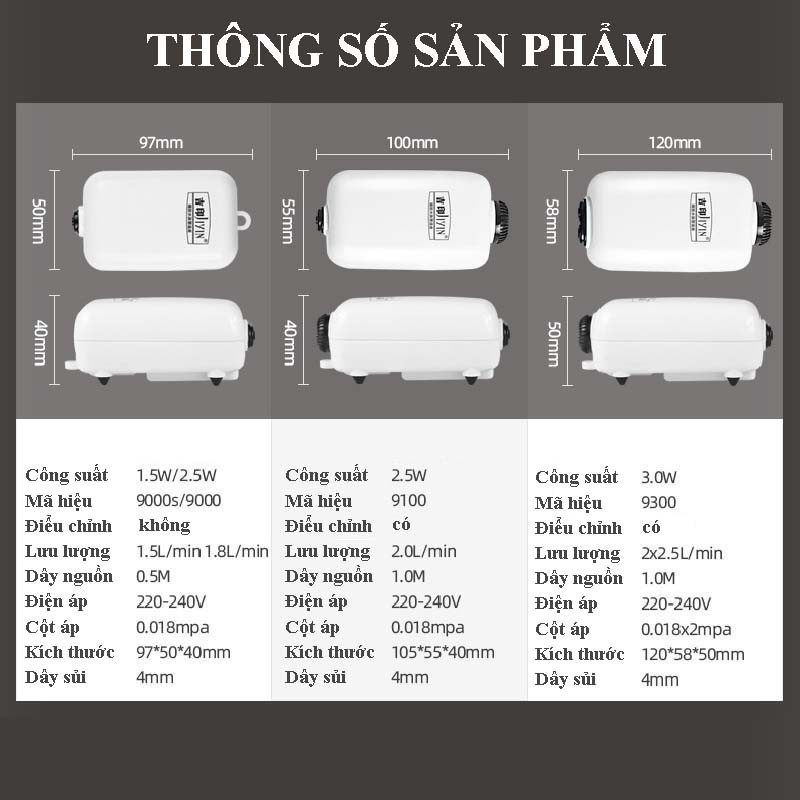 Máy sủi oxy bể cá cảnh JIYIN JYH 9000s 9000 9100 9300