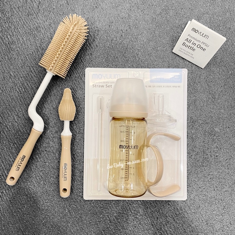 Cọ bình sữa silicon , moyuum , hàn quốc , leobaby