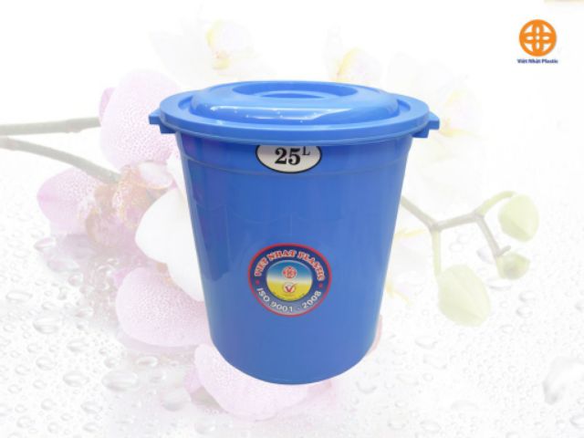 Thùng nhựa tròn có nắp, thùng đựng nước Việt Nhật 25L/35L/50L