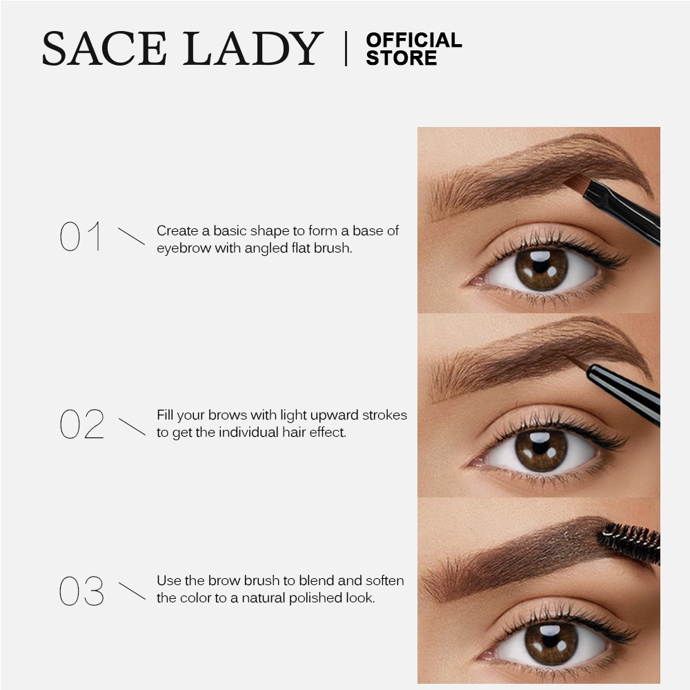 Bộ 4 mỹ phẩm trang điểm mắt SACE LADY gồm bút kẻ mắt + gel lông mày + mascara chống thấm nước kèm cọ | BigBuy360 - bigbuy360.vn