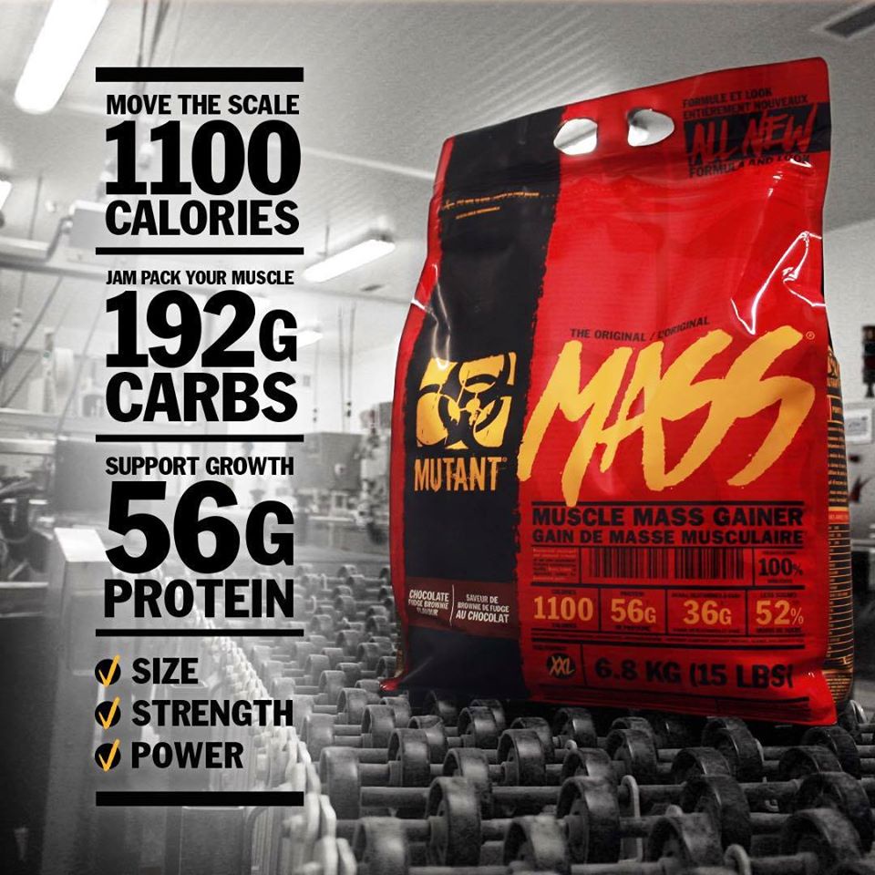 Sữa tăng cân, tăng cơ dành cho người gầy Mutant Mass 15Lbs - Mass Gainer (6,8kg) nhập khẩu Canada, phân phối Gymstore