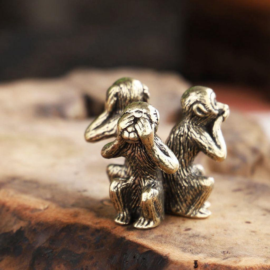 YIYU Tượng Khỉ TYLER1 Wise Bằng Đồng Trơn Sáng Tạo Trang Trí Nhà Cửa